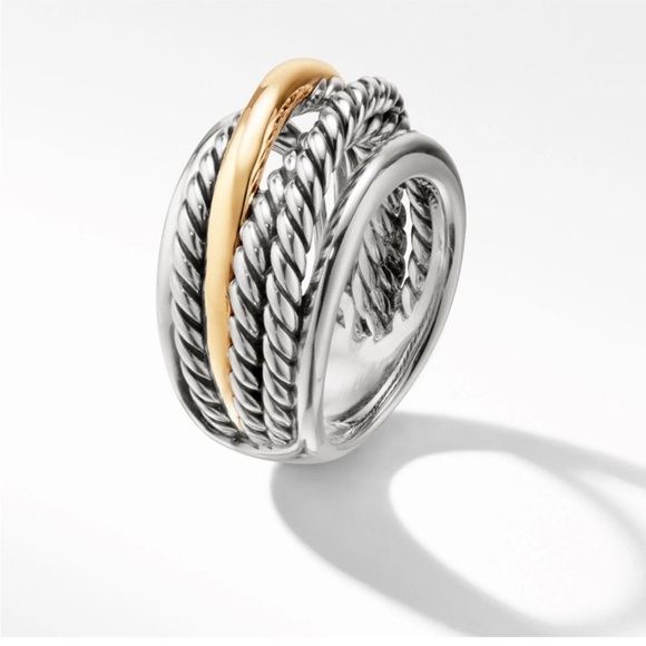 David Yurman Crossover Ring in Sliver w 14k Gold - Picture 3 of 6